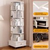 SKRAN Rotating Bookshelf with Drawer, 360 Display Tier Corner Bookshelf, Floor Standing Bookcase Storage Rack for Bedroom, Living Room - 4 of 4
