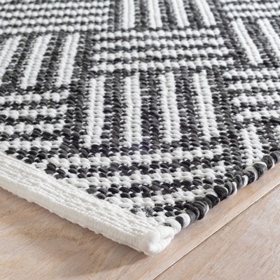 Handwoven Black Stripe Synthetic Runner Rug 2'6" x 8'