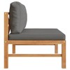 vidaXL Garden Middle Sofa with Dark Gray Cushions - Solid Teak Wood Outdoor Furniture - 3 of 4