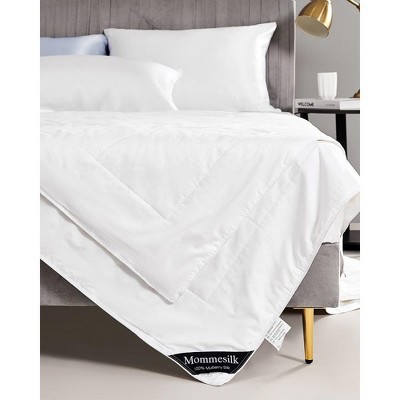 White Twin Size Silk Comforter with Cotton Shell