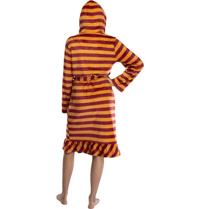 Harry Potter Juniors' Striped Ruffle Hooded Plush Fleece Robe, 3 of 5