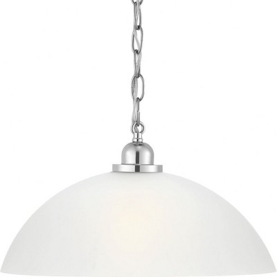 Classic Chrome Glass Dome Pendant Light with Etched Shade