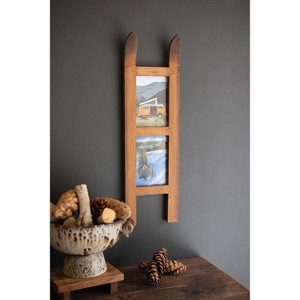 Double Photo Frame Wooden Snow Ski Design – 25.5"Tall Set of 2 by Kalalou - 1 of 4