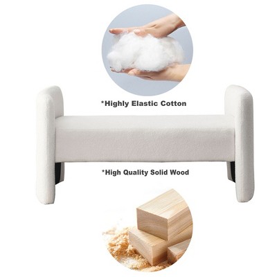 Ivory Upholstered Foam Top Solid Wood Bedroom Bench
