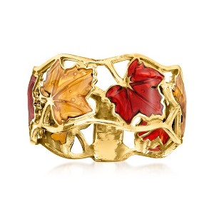 Ross-Simons Italian Red and Yellow Enamel Leaf Ring in 14kt Yellow Gold - 1 of 4