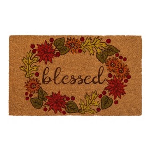 1'4" x 2'4" Blessed Indoor/Outdoor Coir Doormat - Entryways: PVC Backed, Shake Clean, Autumn Theme - 1 of 4
