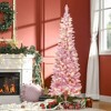 NicBex 6ft Prelit Snow Flocked Artificial Christmas Tree with 500 Branch Tips, Warm LED Lights and Metal Base for Indoor - 3 of 4