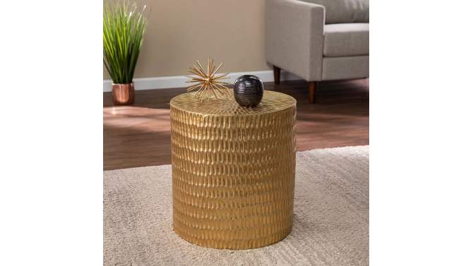 Stawain Round Accent Table Gold - Aiden Lane, 2 of 9, play video