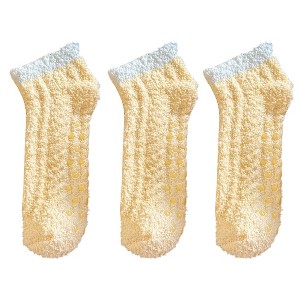 Anna-Kaci 3 Pairs Plush Anti-Slip Fuzzy Ankle Socks with Soft Cuff Trim - 1 of 4