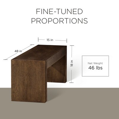 Zeno 48'' Weathered Brown Solid Wood Bench