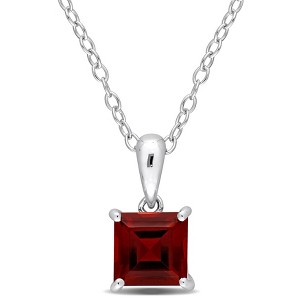 EVERLY JEWELRY | Sterling Silver Pendant with Gemstone and Created Gemstone – Multiple Stone Options - 1 of 4