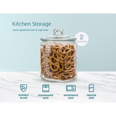 Clear Glass Storage Jars with Airtight Lids, 1 Gallon, Set of 2