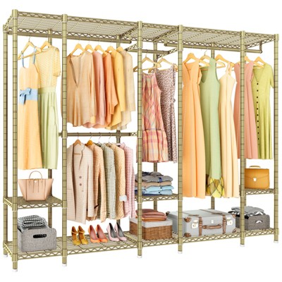 Heavy Duty Clothes Rack Closet Organizer Open Wardrobe with 6 Storage  Shelves