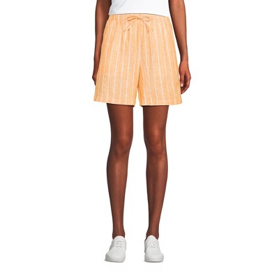 Lands' End Women's Linen High Rise Pull On 7" Shorts