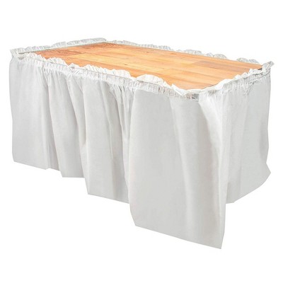 Juvale 6-Pack Ruffled Plastic Table Skirts for Wedding, Engagement, Birthday, White, for Tables Up To 8 Ft