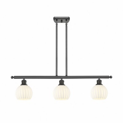 White Venetian - 3 Light Stem Hung Island In Modern Style-8.5 Inches Tall and 36 Inches Wide
