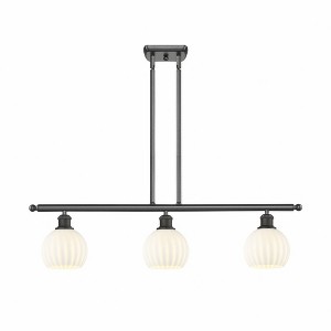 White Venetian - 3 Light Stem Hung Island In Modern Style-8.5 Inches Tall and 36 Inches Wide - 1 of 1
