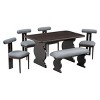 Mid-Century Wood Dining Set for 6, Rectangular Dining Table with 4 Chairs and Bench, Padded Seats for Living Room Dining Room-Tanpinhause - 2 of 4