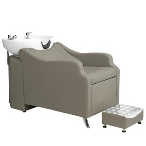 Karl Home Black Salon Shampoo Bowl and Chair Backwash Unit with Extra Large Ceramic Bowl - 1 of 4