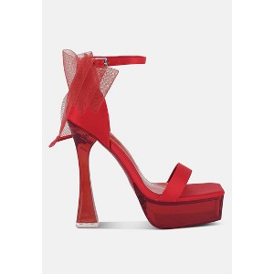 Kiri Satin Clear High Heeled Bow Sandals - 1 of 4