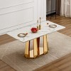 Modern Dining Table for 6 People,70'' Rectangle Faux Marble Table with Mirrored Stainless Steel Base - Maison Boucle - 2 of 4