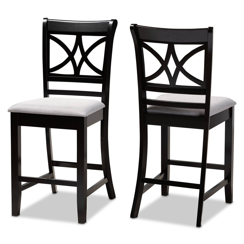 Photos - Chair Set of 2 Chandler Pub  Gray/Espresso - Baxton Studio: Modern Upholste