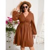 Clearlove Plus Size Dresses for Women V Neck Long Sleeve Twist Knot Front Flowy Dresses - 3 of 4