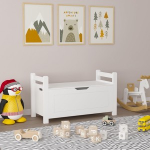 VYNXARIA Kids Toy Box Chest, White Rubber Wood Toy Box for Boys Girls, Large Storage Cabinet - 1 of 4