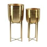 Set of 2 11" x 11" x 22"/10" x 10" x 19" Planters with Stand Gold - CosmoLiving by Cosmopolitan