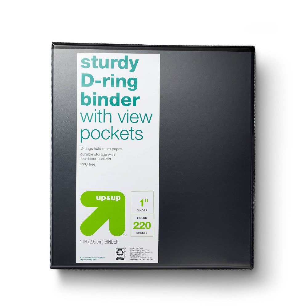 Photos - File Folder / Lever Arch File 1" 3 Ring Binder Clear View Black - up & up™