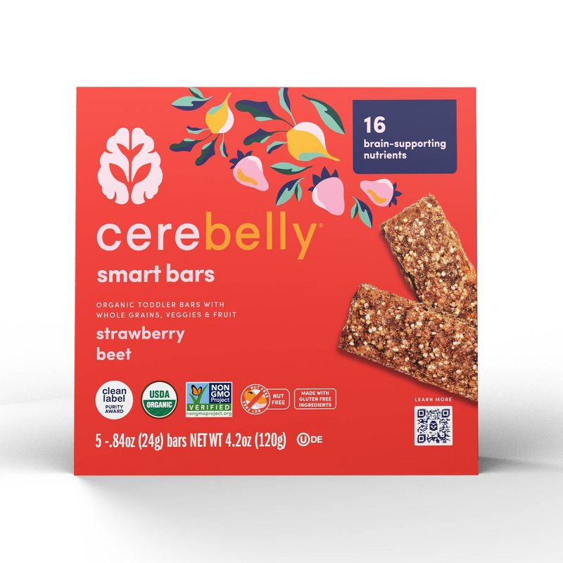 Cerebelly Organic Strawberry Beet Smart Snack Bars - 4.2oz/5pk, 3 of 7