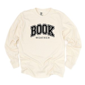 Simply Sage Market Women's Book Weather Varsity Long Sleeve Garment Dyed Tee - 1 of 2