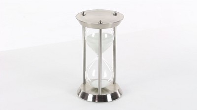 Elegant Silver Metal and Glass 12" Hourglass Sand Timer