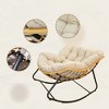 Outdoor Rocking Chair, Patio Egg Rocking Chair, Indoor Passant Chair, Rattan Wicker Lounge Chair, Modern Royal Chair for Bedroom, Living Room, Beige - 3 of 4