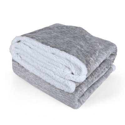 Light Gray Hooded Sherpa Fleece Wearable Blanket with Sleeves
