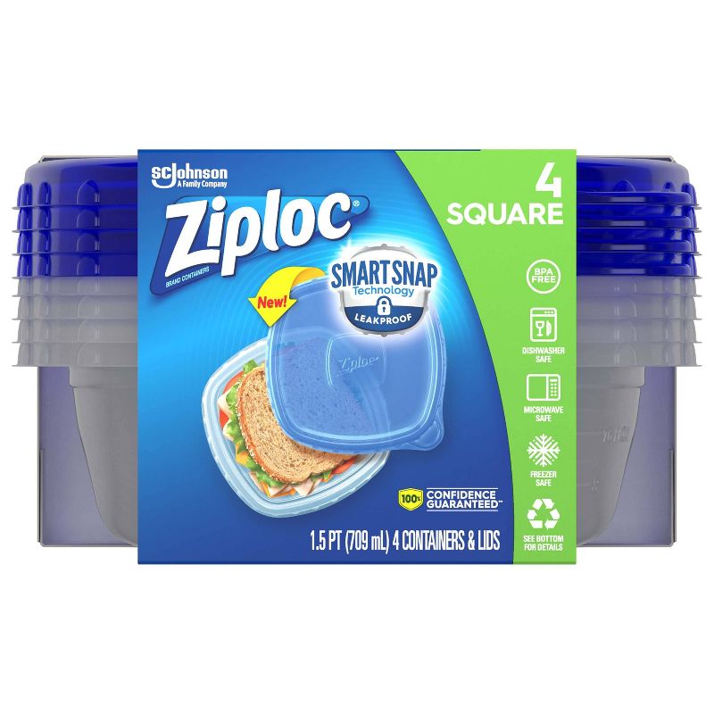 Ziploc Square Containers with Smart Snap Technology - 4ct, 5 of 12