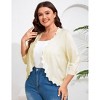 Womens 3/4 Sleeve Knit Cardigan Casual Scallop Hemline Open-Front Shrug Sweaters - 4 of 4