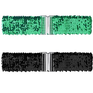 Allegra K Women's Halloween Stretchy Waist Belts Interlock Buckles Sequins Decor Wide Elastic Belts 2Pcs - 1 of 4