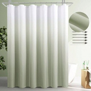 Sage Green Ombre Shower Curtain, 72x72 Polyester Gradient Bath Decor, Washable, Green White Gradient Fabric - 1 of 4