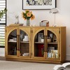 Sapphtopaz 4-Door Decorative Storage Cabinet Glass Doors Sideboard Buffet Cabinet with Storage Arched Cabinet with Adjustable Shelves for Kitchen - 4 of 4