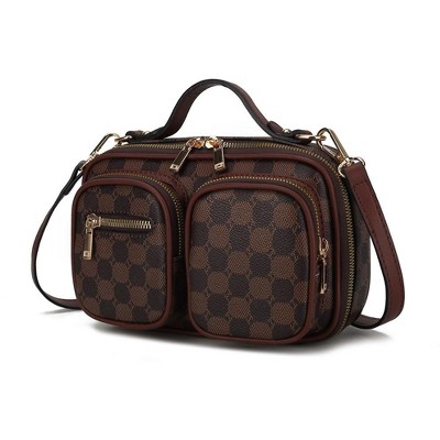 MKF Collection Jolene Vegan Leather Multi Pocket Crossbody Bag by Mia K- Coffee