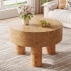 Lantine 31.5-Inch Round Coffee Table for Living Room, Modern Circle Center Cocktail Tea Table with Burl Texture & Sturdy Legs, for Home Apartment - 3 of 4