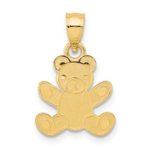 Black Bow Jewelry 14k Yellow Gold Polished Teddy Bear Pendant, 11mm (7/16 inch) - 1 of 4