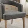 Vynxaria 25.79 Inch Modern Accent Chairs, Brown PU Barrel Shape, Wooden Legs, Armrests, for Dining, Kitchen, Living Spaces - 4 of 4
