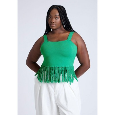 ELOQUII Women's Plus Size Fringe Crop Top
