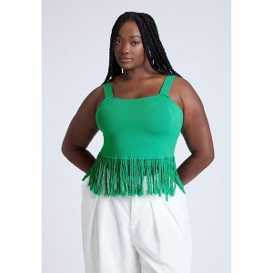 ELOQUII Women's Plus Size Fringe Crop Top - 1 of 4