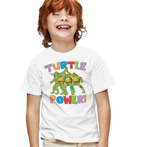 Turtle Power Kids T Shirt For Youth, White - 1 of 4