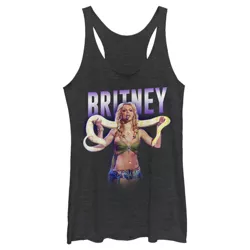 Women's Britney Spears Slave 4 U Python  Racerback Tank Top - Black Heather - X Small