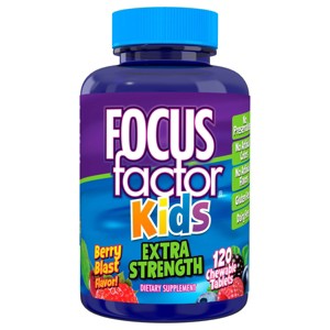 Focus Factor Kids Extra Strength Brain Vitamin Daily Chewables - 120ct - 1 of 3