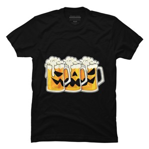 Men's Design By Humans Halloween Jack O Lantern Beer Drinking By RedBirdLS T-Shirt - 1 of 4